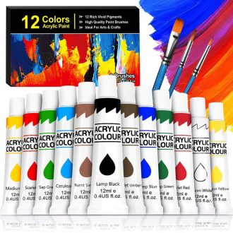   Sada akrylových barev Gifort – 12dílná sada barevných uměleckých barev