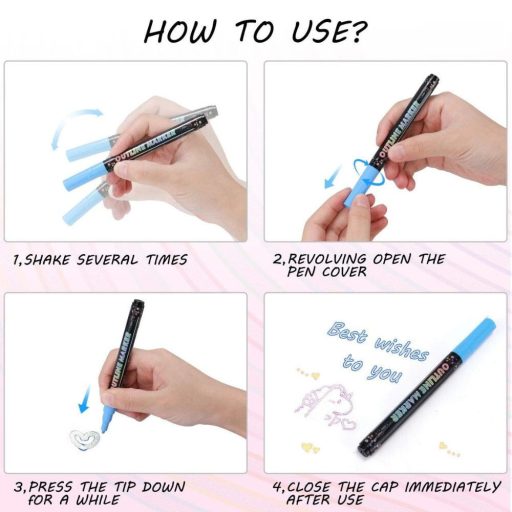 Sada konturovacích fixů Buluri, 15 kusů – dekorativní fixy na papír, sklo a dřevo