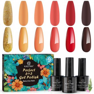   KASTINY Sada gelových laků 6+3 ks – Kompletní sada na manikúru pro domácí použití