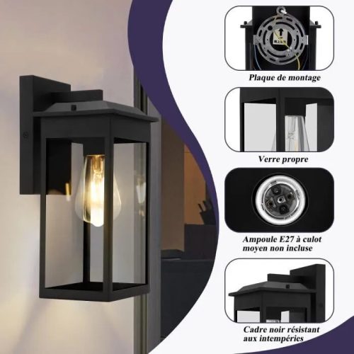 Venkovní nástěnná lampa Remixori se skleněným stínidlem – moderní zahradní osvětlení odolné vůči povětrnostním vlivům