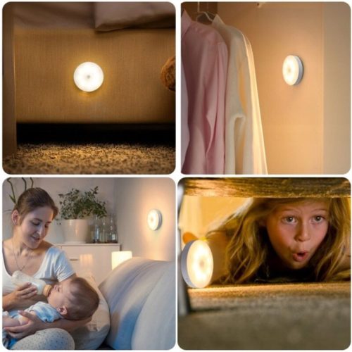 2 ks 16 LED noční světlo s pohybovým senzorem – USB, žluté světlo