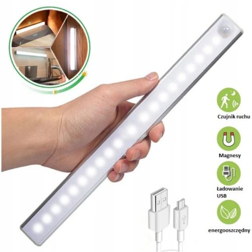 1 ks 20 cm LED osvětlení skříňky – senzor pohybu a světla, bezdrátové kuchyňské svítidlo