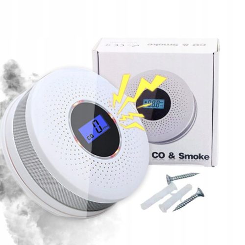 Detektor oxidu uhelnatého a kouře JKD 512COM s LCD displejem, zvukový alarm 85 dB - 1 ks