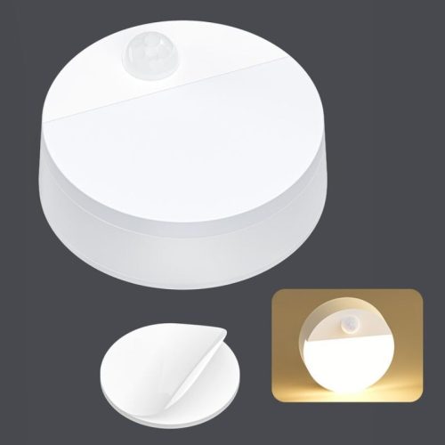 2 ks bateriově napájených, bezdrátových kulatých LED nástěnných svítidel – s PIR senzorem pohybu, pro noční osvětlení