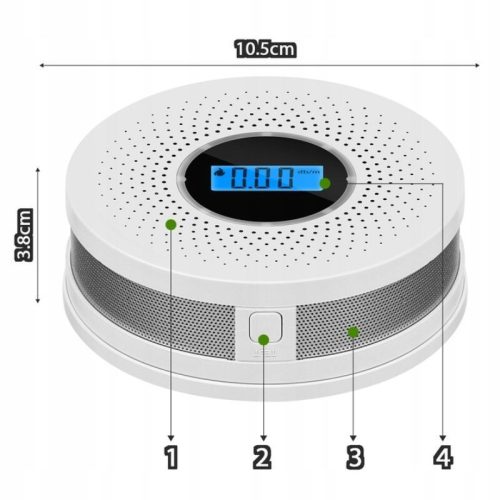 Detektor oxidu uhelnatého a kouře JKD 512COM s LCD displejem, zvukový alarm 85 dB - 2 ks