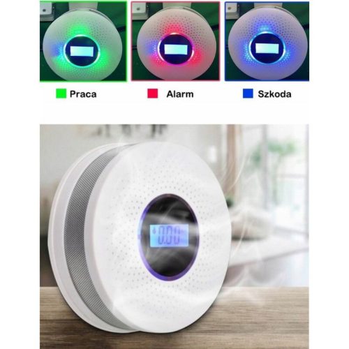 Detektor oxidu uhelnatého a kouře JKD 512COM s LCD displejem, zvukový alarm 85 dB - 2 ks