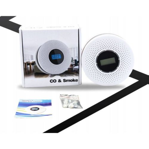 Detektor oxidu uhelnatého a kouře JKD 512COM s LCD displejem, zvukový alarm 85 dB - 2 ks