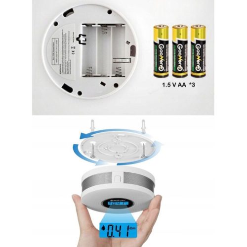 Detektor oxidu uhelnatého a kouře JKD 512COM s LCD displejem, zvukový alarm 85 dB - 2 ks