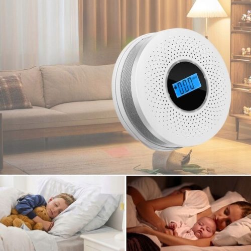 Detektor oxidu uhelnatého a kouře JKD 512COM s LCD displejem, zvukový alarm 85 dB - 2 ks