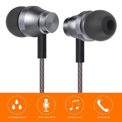 Drátová sluchátka Toplus s mikrofonem – stříbrná barva, pro chytrý telefon