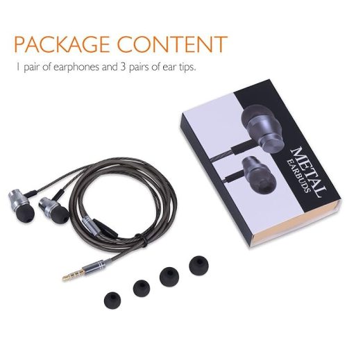 Drátová sluchátka Toplus s mikrofonem – stříbrná barva, pro chytrý telefon