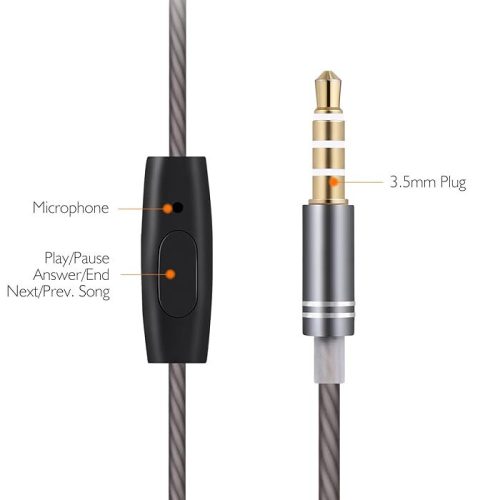 Drátová sluchátka Toplus s mikrofonem – stříbrná barva, pro chytrý telefon