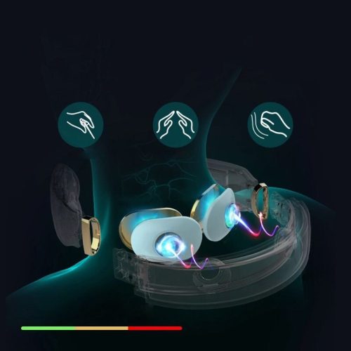 SKG 4098E bílý masážní přístroj na krk, TENS EMS elektroterapie pro bolesti krku a uvolnění svalů