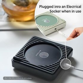   Elektrický ohřívač hrnků Buydeem Gray – 2 teploty, silikonová základna, automatické vypnutí