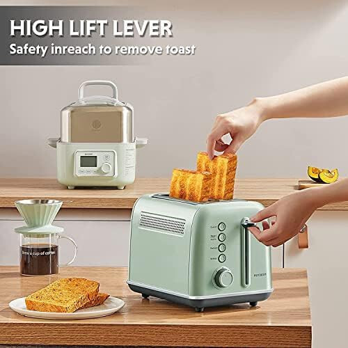 Buydeem DT620E Green Toaster – Topinkovač na 2 plátky v retro designu s nastavitelnými úrovněmi