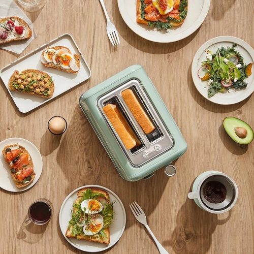 Buydeem DT620E Green Toaster – Topinkovač na 2 plátky v retro designu s nastavitelnými úrovněmi