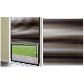   Harmonikové žaluzie BOOM Plisse na okna a dveře – bílo-hnědé odstín, 120x130 cm