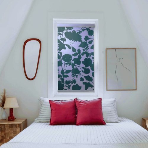 Zatemňovací roleta Blux na okno, 45 x 165 cm - jedovatě zelený vzor