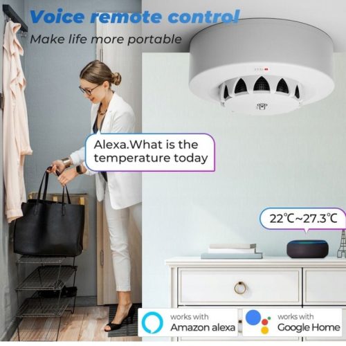 Chytrý detektor kouře, teploty a vlhkosti - s měřičem - TUYA WiFi, 2ks