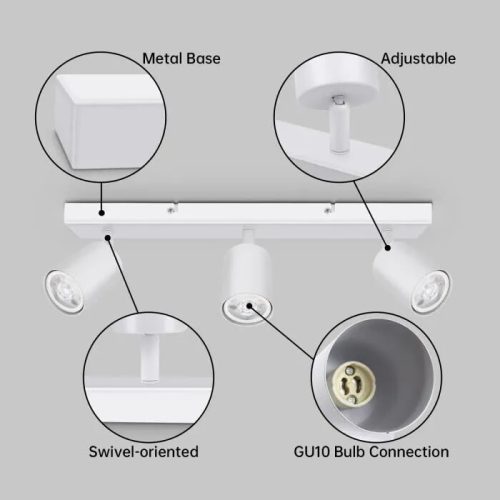Otočné LED stropní bodové světlo Kambo se 3 světly (bílé)
