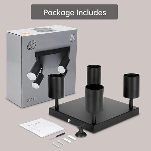 Otočné, nastavitelné 4směrné stropní bodové světlo Ketom (černé)