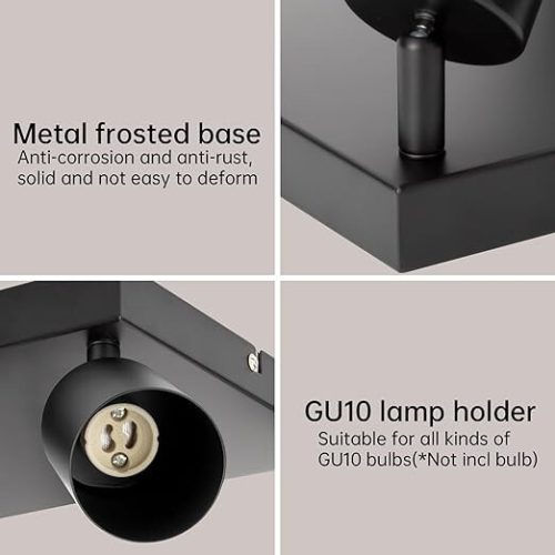 Otočné, nastavitelné 4směrné stropní bodové světlo Ketom (černé)