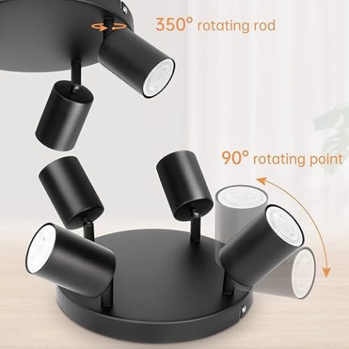 Otočné, nastavitelné 4směrné LED stropní sportovní světlo Ketom GU10 (černé)