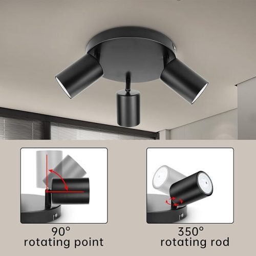 Stropní bodová lampa Dehobo - 3cestné vnitřní osvětlení (matná černá)