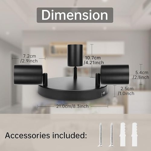 Stropní bodová lampa Dehobo - 3cestné vnitřní osvětlení (matná černá)