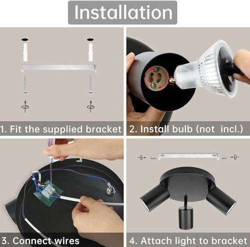 Stropní bodová lampa Dehobo - 3cestné vnitřní osvětlení (matná černá)