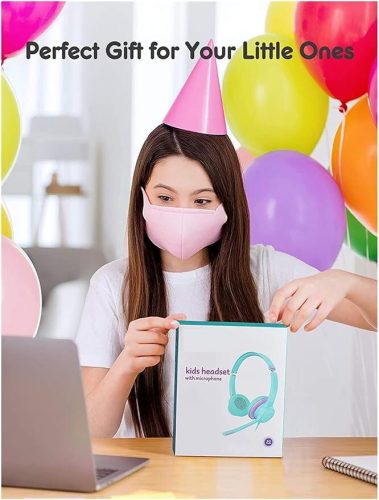 Dětská sluchátka MPOW – zeleno-fialová, pohodlná sluchátka s mikrofonem