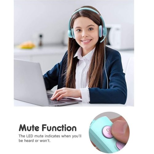 Dětská sluchátka MPOW – zeleno-fialová, pohodlná sluchátka s mikrofonem