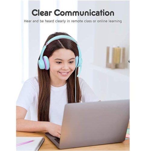 Dětská sluchátka MPOW – zeleno-fialová, pohodlná sluchátka s mikrofonem