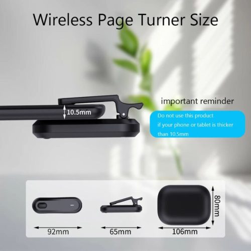 Kompaktní RF obraceč stránek s Bluetooth dálkovým ovládáním a nabíjecím pouzdrem – pro čtení a fotografování, použití na více platformách