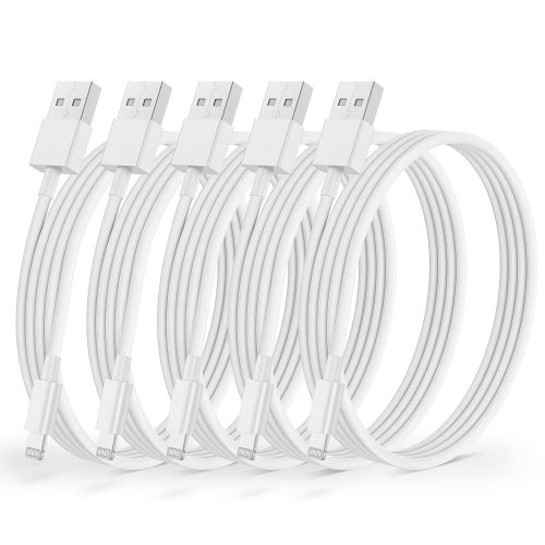 Sada nabíječek pro iPhone (5 ks) – kabel a adaptér Lightning, bílá