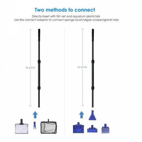Multifunkční sada na čištění akvária – s teleskopickou rukojetí, síťkou a kartáči