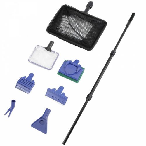 Multifunkční sada na čištění akvária – s teleskopickou rukojetí, síťkou a kartáči