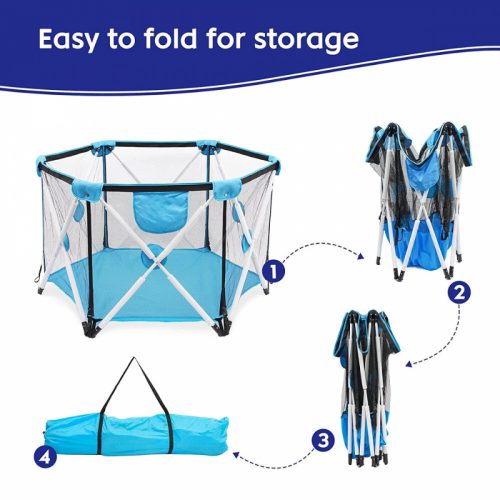 Šestihranný herní rám Forroby Blue pro děti – 68 x 78 x 140 cm, bezpečný pro hraní