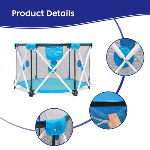 Šestihranný herní rám Forroby Blue pro děti – 68 x 78 x 140 cm, bezpečný pro hraní