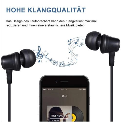 Drátová sluchátka Amoner ME-19 s mikrofonem – 3, 5mm jack, černá