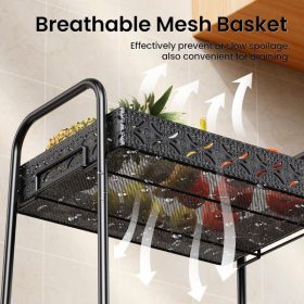   PKBD 3patrový kovový pojízdný úložný vozík – černý