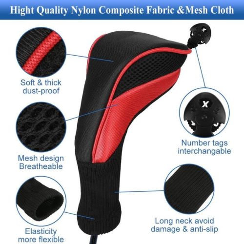 Sada krytů na hlavy golfových holí LZGOPE – 3 kusy (červené)