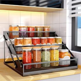   Skládací kovový stojan na koření PKBD se 3 úrovněmi – úložná police do kuchyně, která šetří místo