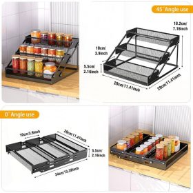   Skládací kovový stojan na koření PKBD se 3 úrovněmi – úložná police do kuchyně, která šetří místo