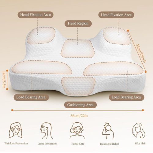 Ergonomický ortopedický polštář z paměťové pěny Benazcap ve tvaru hlavy a krku - bílý