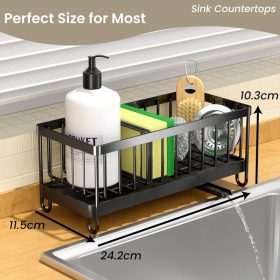   Organizér na dřez PKBD z černé nerezové oceli – držák na houbičku, kartáč a hadřík
