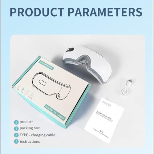 BLux polstrovaný masážní přístroj na oči – bílý, vibrační masáž a tepelná terapie