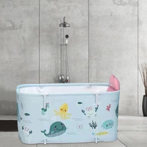 BLux Obdélníková skládací sprchová vana pro dospělé, bílý vzor--120cm