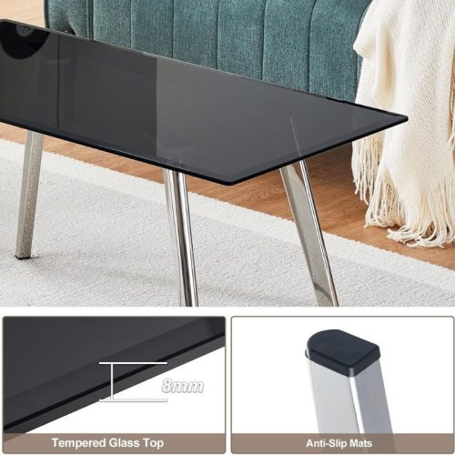 OFCASA černý skleněný konferenční stolek do obývacího pokoje - černý