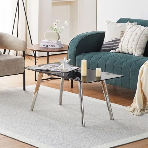 OFCASA černý skleněný konferenční stolek do obývacího pokoje - černý